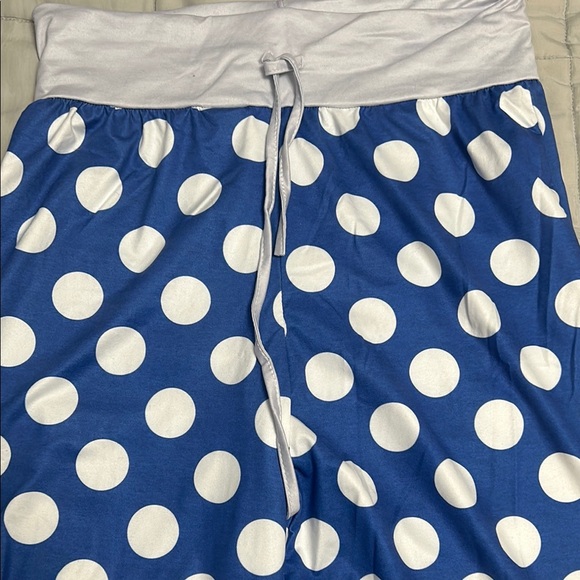 Blue Polka Dot Lounge Pants Wide Leg NWOT - Picture 2 of 5